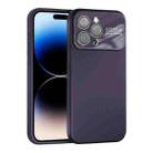 For iPhone 14 Pro Max Large Window Acrylic Lens Film + Liquid Silicone Full Coverage Phone Case(Dark Purple) - 1