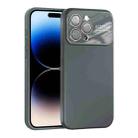 For iPhone 14 Pro Max Large Window Acrylic Lens Film + Liquid Silicone Full Coverage Phone Case(Gray) - 1