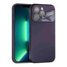 For iPhone 13 Pro Large Window Acrylic Lens Film + Liquid Silicone Full Coverage Phone Case(Dark Purple) - 1