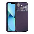 For iPhone 13 Large Window Acrylic Lens Film + Liquid Silicone Full Coverage Phone Case(Dark Purple) - 1