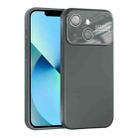 For iPhone 13 Large Window Acrylic Lens Film + Liquid Silicone Full Coverage Phone Case(Gray) - 1