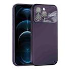 For iPhone 12 Pro Max Large Window Acrylic Lens Film + Liquid Silicone Full Coverage Phone Case(Dark Purple) - 1