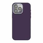 For iPhone 15 Pro Acrylic Lens Film + Liquid Silicone Full Coverage Phone Case(Dark Purple) - 1