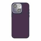 For iPhone 15 Acrylic Lens Film + Liquid Silicone Full Coverage Phone Case(Dark Purple) - 1