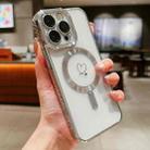 For iPhone 13 Pro Max Loves Carbon Fiber Clear Plated Magsafe TPU Phone Case(Silver) - 1