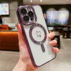 For iPhone 13 Pro Max Loves Carbon Fiber Clear Plated Magsafe TPU Phone Case(Purple) - 1