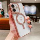 For iPhone 11 Loves Carbon Fiber Clear Plated Magsafe TPU Phone Case(Rose Pink) - 1