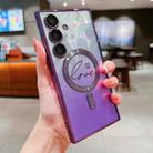 For Samsung Galaxy S23 FE 5G Dual-Love Feather Gradient Glitter MagSafe TPU Phone Case(Purple) - 1