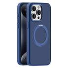 For iPhone 15 Pro Max Skin Feel Frosted MagSafe Magnetic Holder Phone Case(Dark Blue) - 1