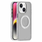 For iPhone 14 Plus Skin Feel Frosted MagSafe Magnetic Holder Phone Case(Light Grey) - 1