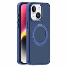 For iPhone 14 Plus Skin Feel Frosted MagSafe Magnetic Holder Phone Case(Dark Blue) - 1