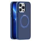 For iPhone 13 Pro Max Skin Feel Frosted MagSafe Magnetic Holder Phone Case(Dark Blue) - 1