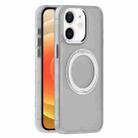 For iPhone 12 Skin Feel Frosted MagSafe Magnetic Holder Phone Case(Light Grey) - 1