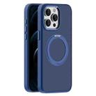 For iPhone 12 Pro Skin Feel Frosted MagSafe Magnetic Holder Phone Case(Dark Blue) - 1