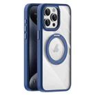 For iPhone 15 Pro Max Transparent MagSafe Magnetic Holder Phone Case(Dark Blue) - 1