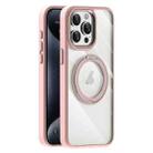 For iPhone 15 Pro Max Transparent MagSafe Magnetic Holder Phone Case(Pink) - 1