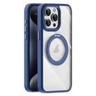 For iPhone 15 Pro Transparent MagSafe Magnetic Holder Phone Case(Dark Blue) - 1