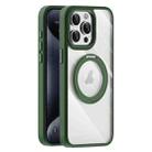 For iPhone 15 Pro Transparent MagSafe Magnetic Holder Phone Case(Dark Green) - 1