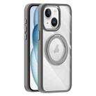 For iPhone 15 Transparent MagSafe Magnetic Holder Phone Case(Light Grey) - 1