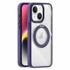For iPhone 14 Plus Transparent MagSafe Magnetic Holder Phone Case(Purple) - 1