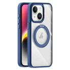 For iPhone 14 Plus Transparent MagSafe Magnetic Holder Phone Case(Dark Blue) - 1