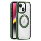 For iPhone 14 Plus Transparent MagSafe Magnetic Holder Phone Case(Dark Green) - 1