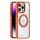 For iPhone 14 Pro Transparent MagSafe Magnetic Holder Phone Case(Orange) - 1
