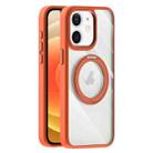 For iPhone 12 Transparent MagSafe Magnetic Holder Phone Case(Orange) - 1