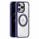 For iPhone 12 Pro Transparent MagSafe Magnetic Holder Phone Case(Purple) - 1