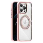 For iPhone 12 Pro Transparent MagSafe Magnetic Holder Phone Case(Pink) - 1