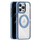 For iPhone 12 Pro Transparent MagSafe Magnetic Holder Phone Case(Light Blue) - 1