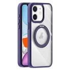 For iPhone 11 Transparent MagSafe Magnetic Holder Phone Case(Purple) - 1