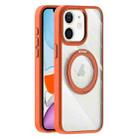 For iPhone 11 Transparent MagSafe Magnetic Holder Phone Case(Orange) - 1