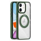 For iPhone 11 Transparent MagSafe Magnetic Holder Phone Case(Dark Green) - 1