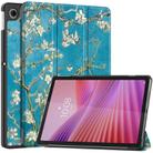 For Lenovo Tab 10.1 / K10 2nd / S10 Custer Painted 3-Fold Holder Leather Smart Tablet Case(Apricot Blossom) - 1