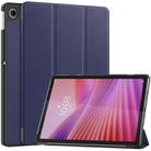For Lenovo Tab 10.1 / K10 2nd / S10 Custer Texture 3-Fold Holder Leather Smart Tablet Case(Dark Blue) - 1