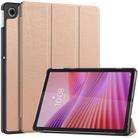 For Lenovo Tab 10.1 / K10 2nd / S10 Custer Texture 3-Fold Holder Leather Smart Tablet Case(Rose Gold) - 1