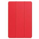 For Lenovo Tab 10.1 / K10 2nd / S10 Custer Texture 3-Fold Holder Leather Smart Tablet Case(Red) - 2