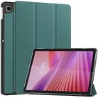 For Lenovo Tab 10.1 / K10 2nd / S10 Custer Texture 3-Fold Holder Leather Smart Tablet Case(Dark Green) - 1