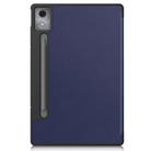 For Lenovo Idea Tab Pro Custer Texture 3-Fold Holder Leather Smart Tablet Case(Dark Blue) - 3