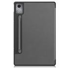 For Lenovo Idea Tab Pro Custer Texture 3-Fold Holder Leather Smart Tablet Case(Gray) - 3