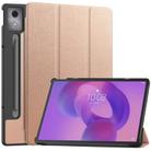 For Lenovo Idea Tab Pro Custer Texture 3-Fold Holder Leather Smart Tablet Case(Rose Gold) - 1