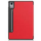 For Lenovo Idea Tab Pro Custer Texture 3-Fold Holder Leather Smart Tablet Case(Red) - 3