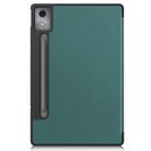 For Lenovo Idea Tab Pro Custer Texture 3-Fold Holder Leather Smart Tablet Case(Dark Green) - 3