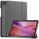 For Lenovo Tab One TB-305FU / Tab K9 Custer Texture 3-Fold Holder Leather Smart Tablet Case(Gray) - 1