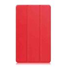 For Lenovo Tab One TB-305FU / Tab K9 Custer Texture 3-Fold Holder Leather Smart Tablet Case(Red) - 2