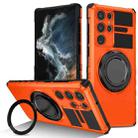 For Samsung Galaxy S22 Ultra 5G Rotating Magnetic Holder Phone Case(Orange) - 1