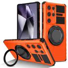 For Samsung Galaxy S24 Ultra 5G Rotating Magnetic Holder Phone Case(Orange) - 1