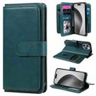 For iPhone 16 Pro Max Multi-Function Wallet 10 Card Slots Leather Phone Case(Dark Green) - 1