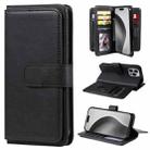 For iPhone 16 Pro Max Multi-Function Wallet 10 Card Slots Leather Phone Case(Black) - 1